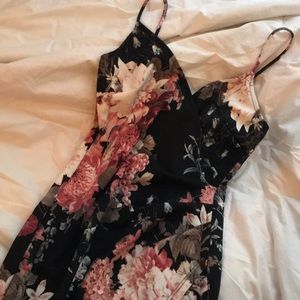 Flower Black and Pink Wrap Dress Size Small